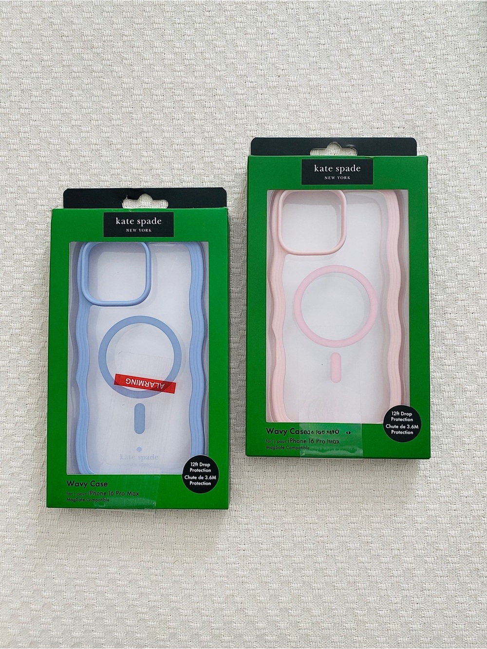KATE SPADE WAVY MAGSAFE iPHONE 16 PRO MAX PHONE CASES Set of 2 Pink Periwinkle
